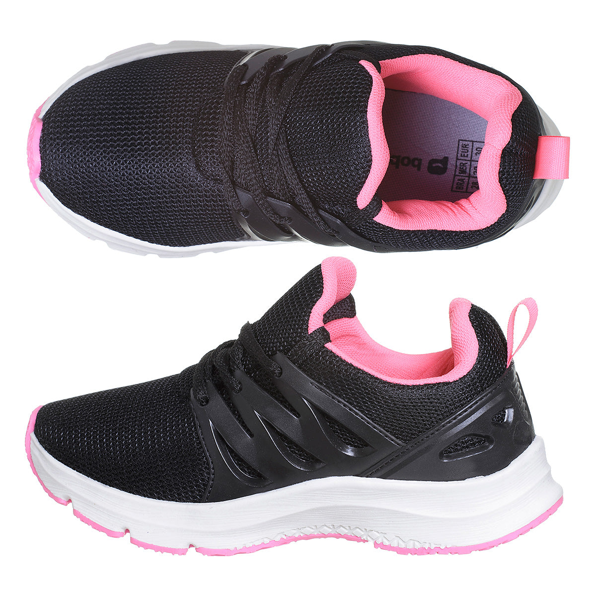 Tênis Infantil Feminino Esportivo Escolar Confortável Preto Pink