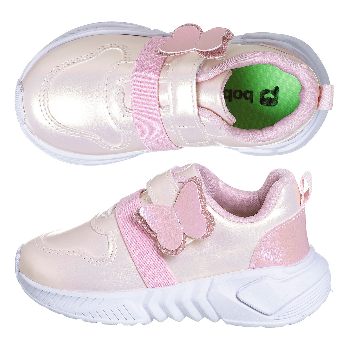 Tênis Infantil Feminino Menina Furtacor Borboleta Glitter Calce Fácil