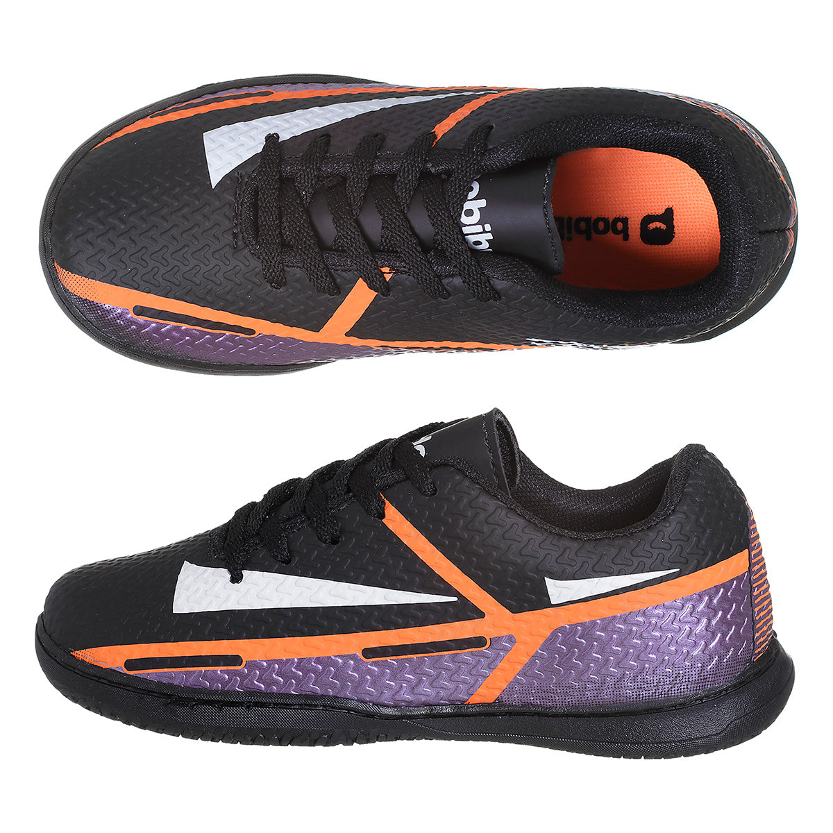 Tênis Infantil Masculino Futsal Futebol De Salão Original Preto/Roxo