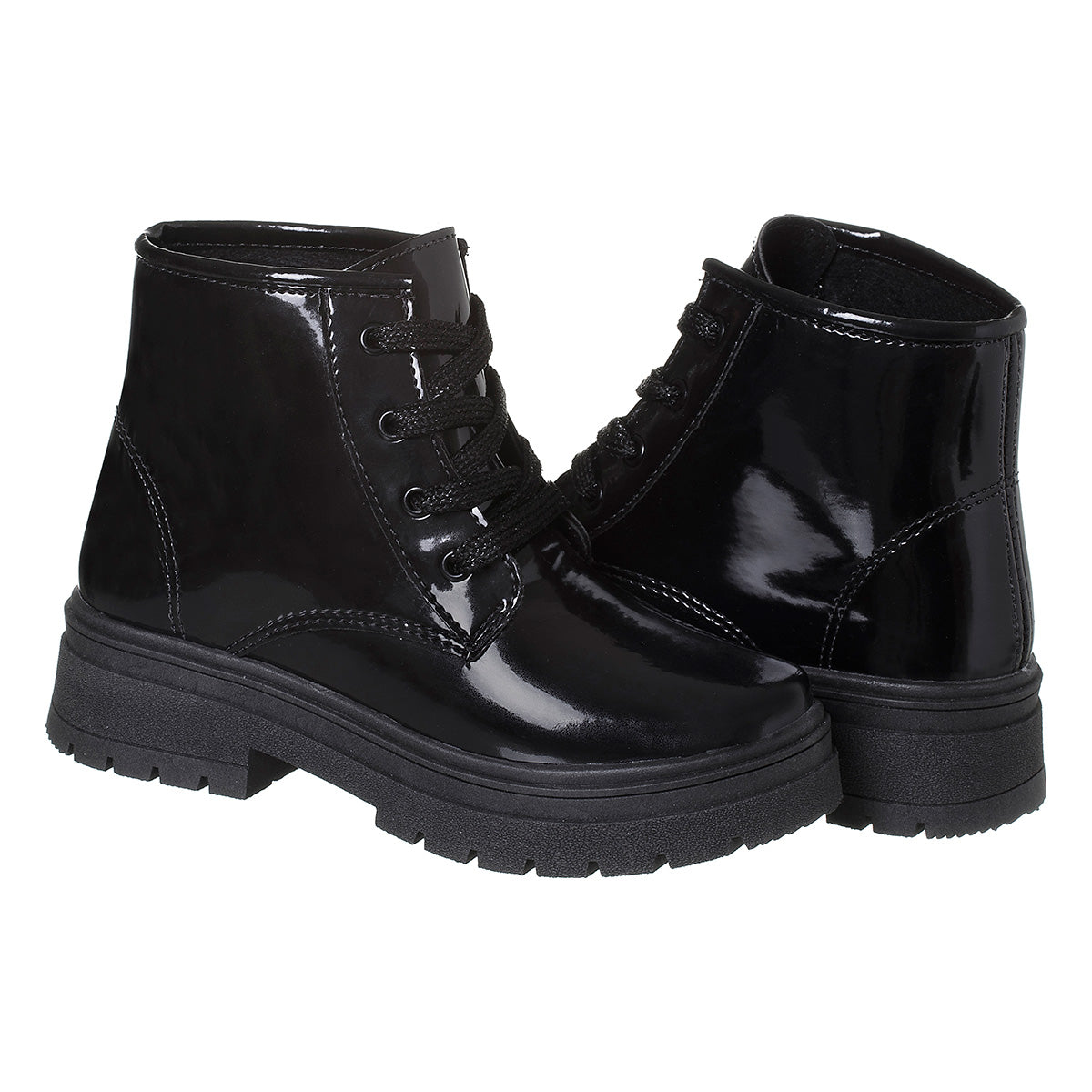 Bota Coturno Infantil Menina Preto Verniz 28 A 34
