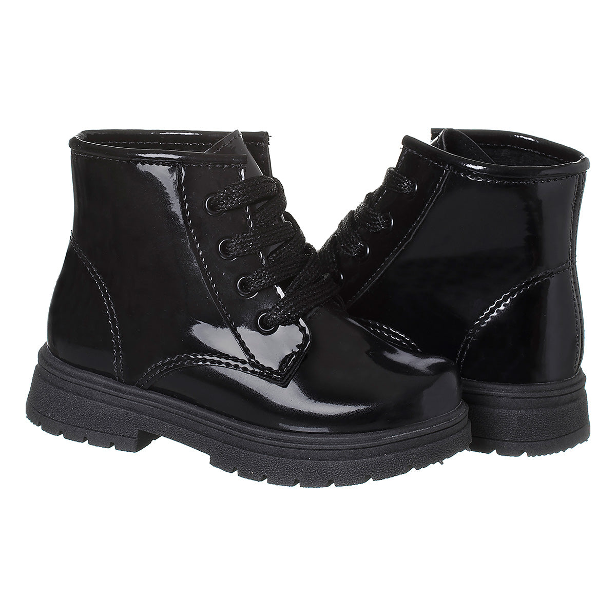 Bota Coturno Infantil Menina Preto Verniz 22 A 27