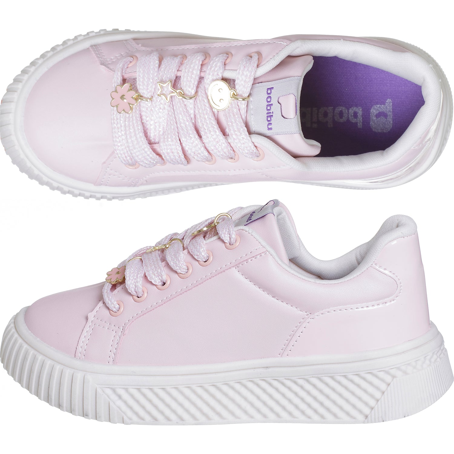 Tênis Infantil Feminino Casual Com Pingentes Nude