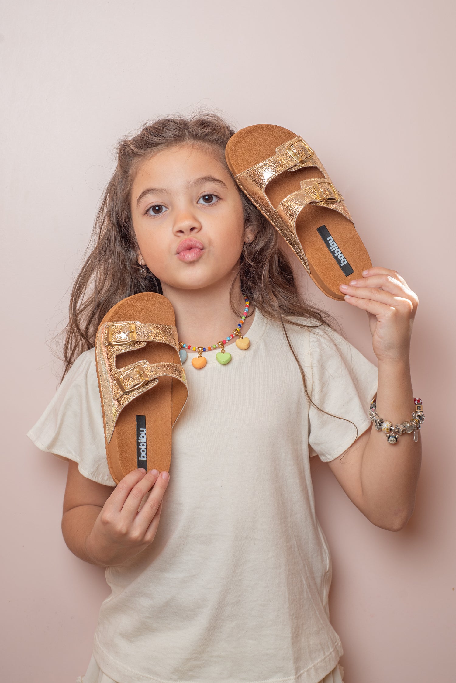 Sandália Birken Infantil Feminina Fivela Dupla Dourada