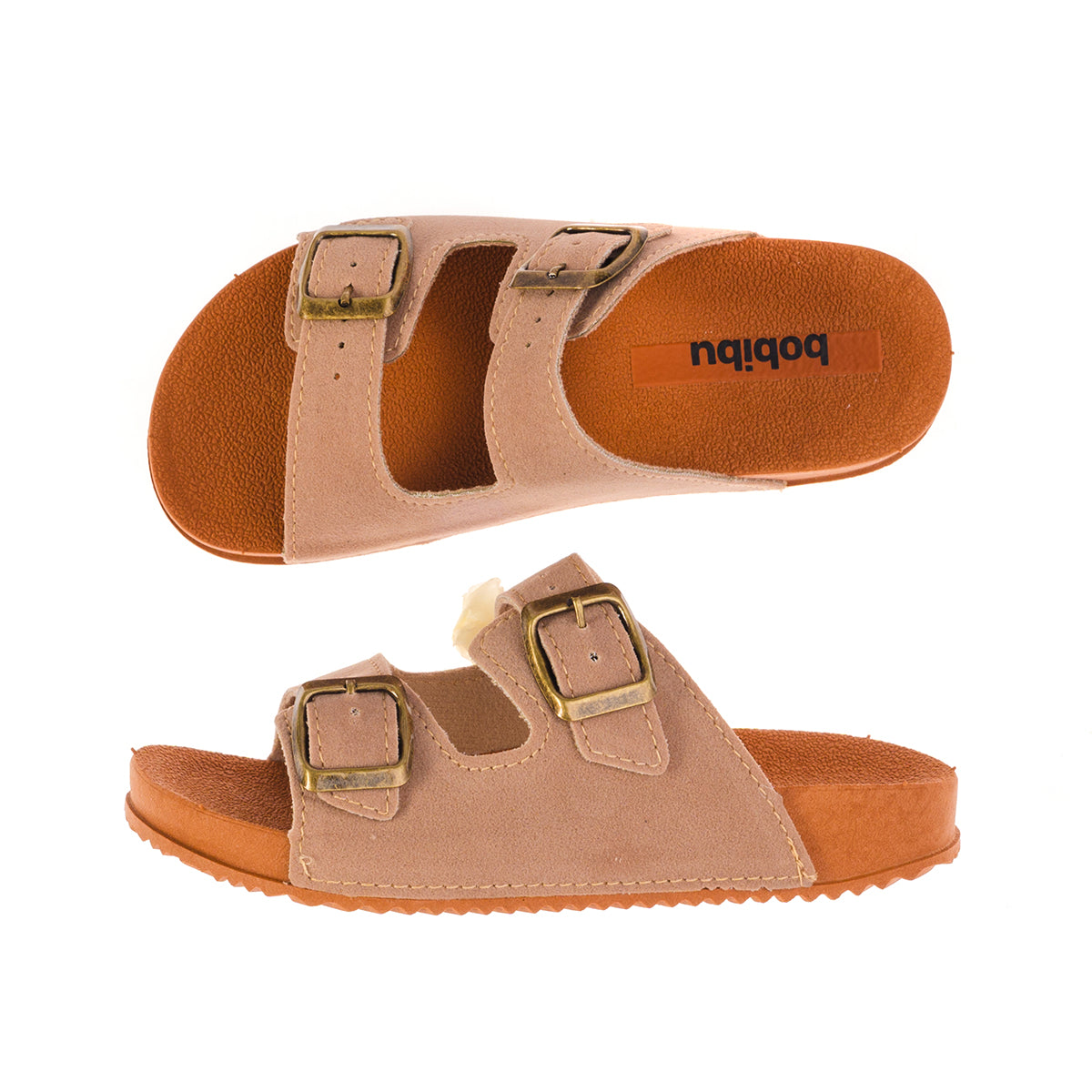 Sandália Infantil Birken Fivela Dupla Camurça Nude/Pele