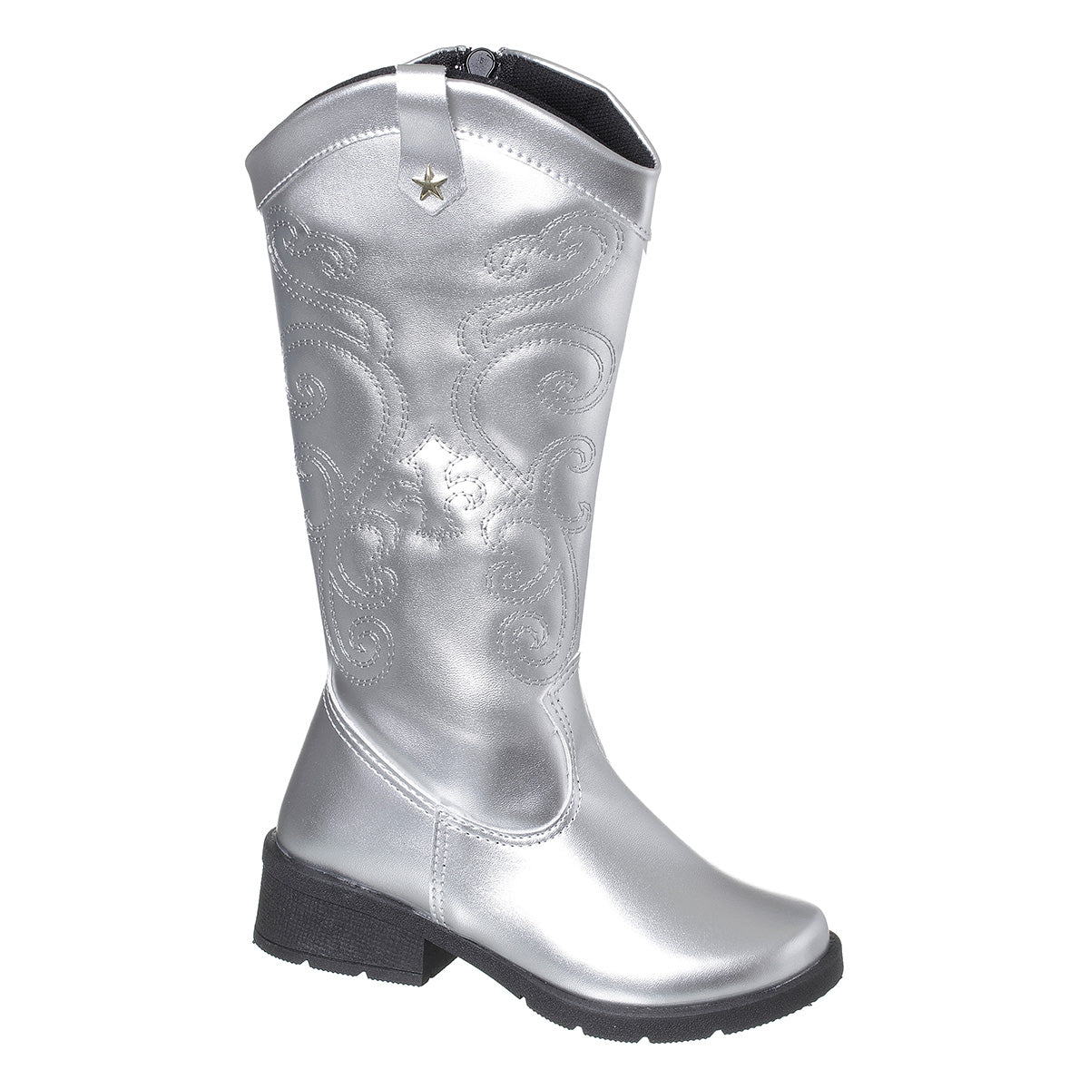 Bota Infantil Menina Texana Boiadeira Cano Alto Prata