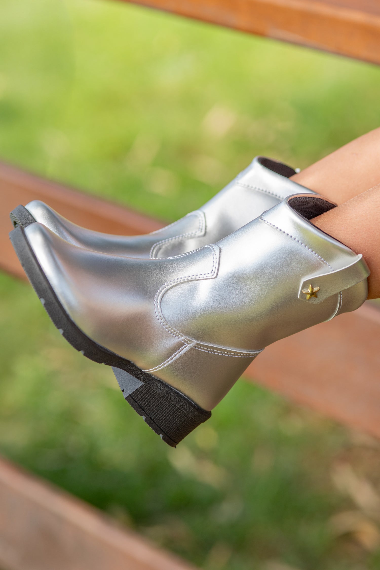 Bota Texana Infantil Menina Boiadeira Cano Curto Lisa Prata