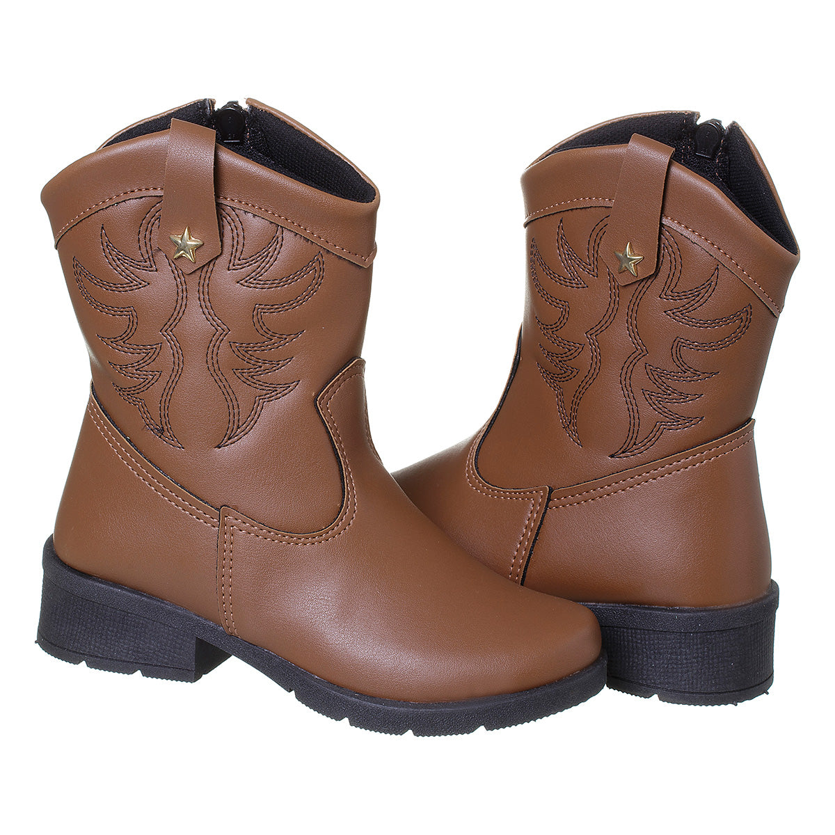 Bota Infantil Menina Texana Cano Curto Boiadeira Caramelo