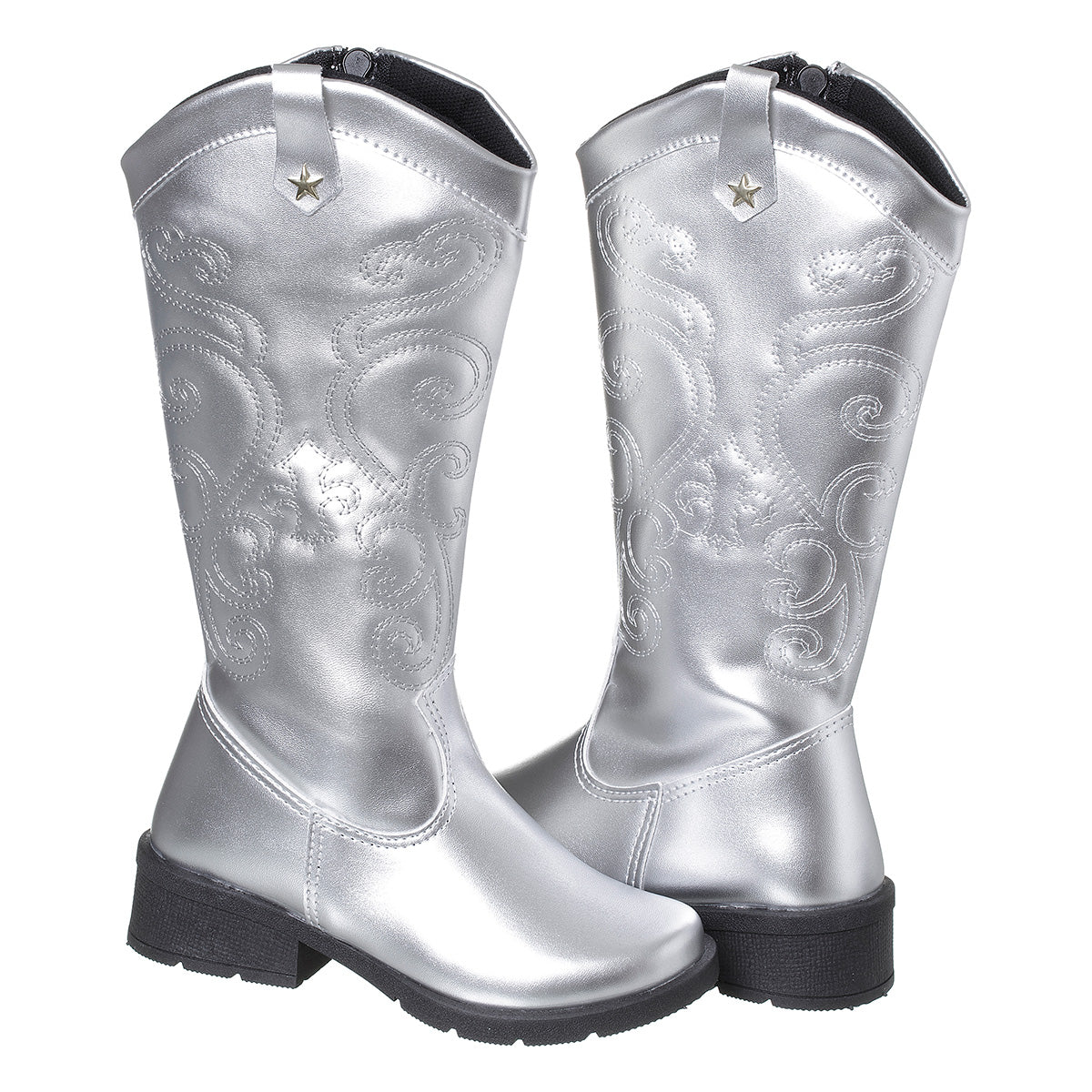 Bota Infantil Menina Texana Boiadeira Cano Alto Prata
