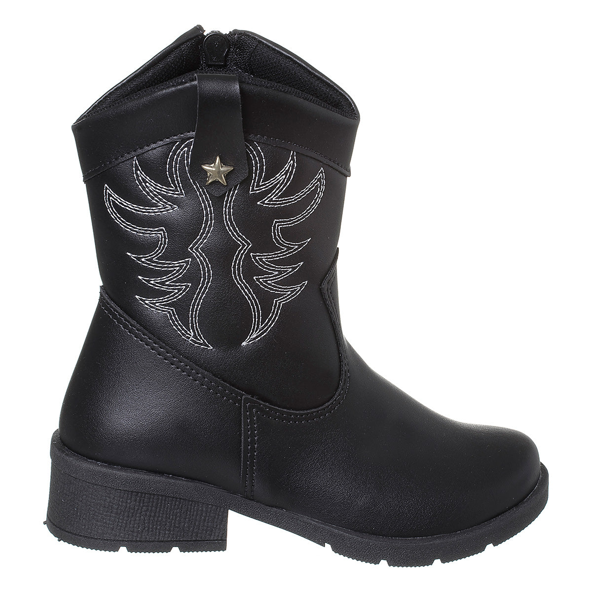Bota Infantil Menina Texana Cano Curto Boiadeira Preto