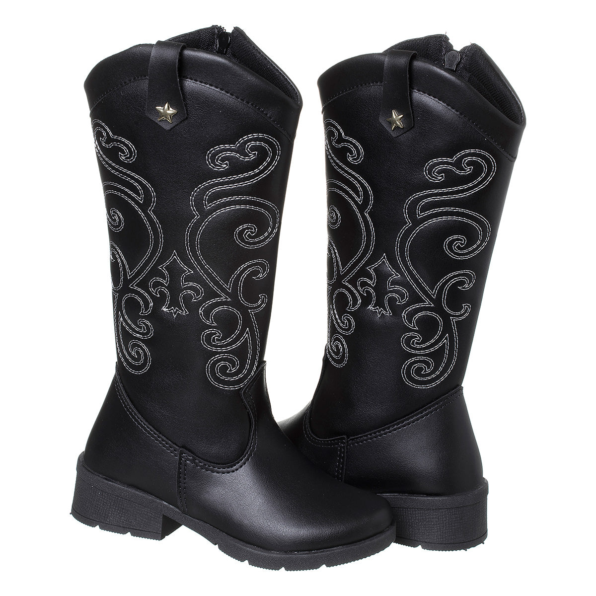 Bota Texana Boiadeira Menina Bordada Preto