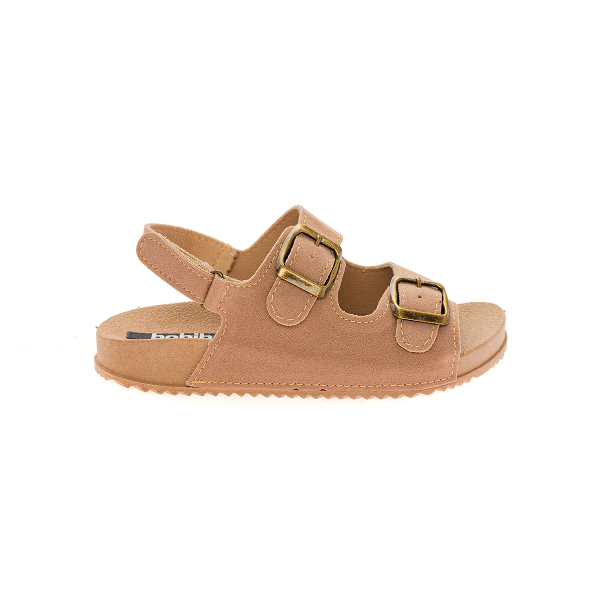 Sandália Infantil Birken Fechamento Traseiro Fivela Dupla Camurça Pele/Nude