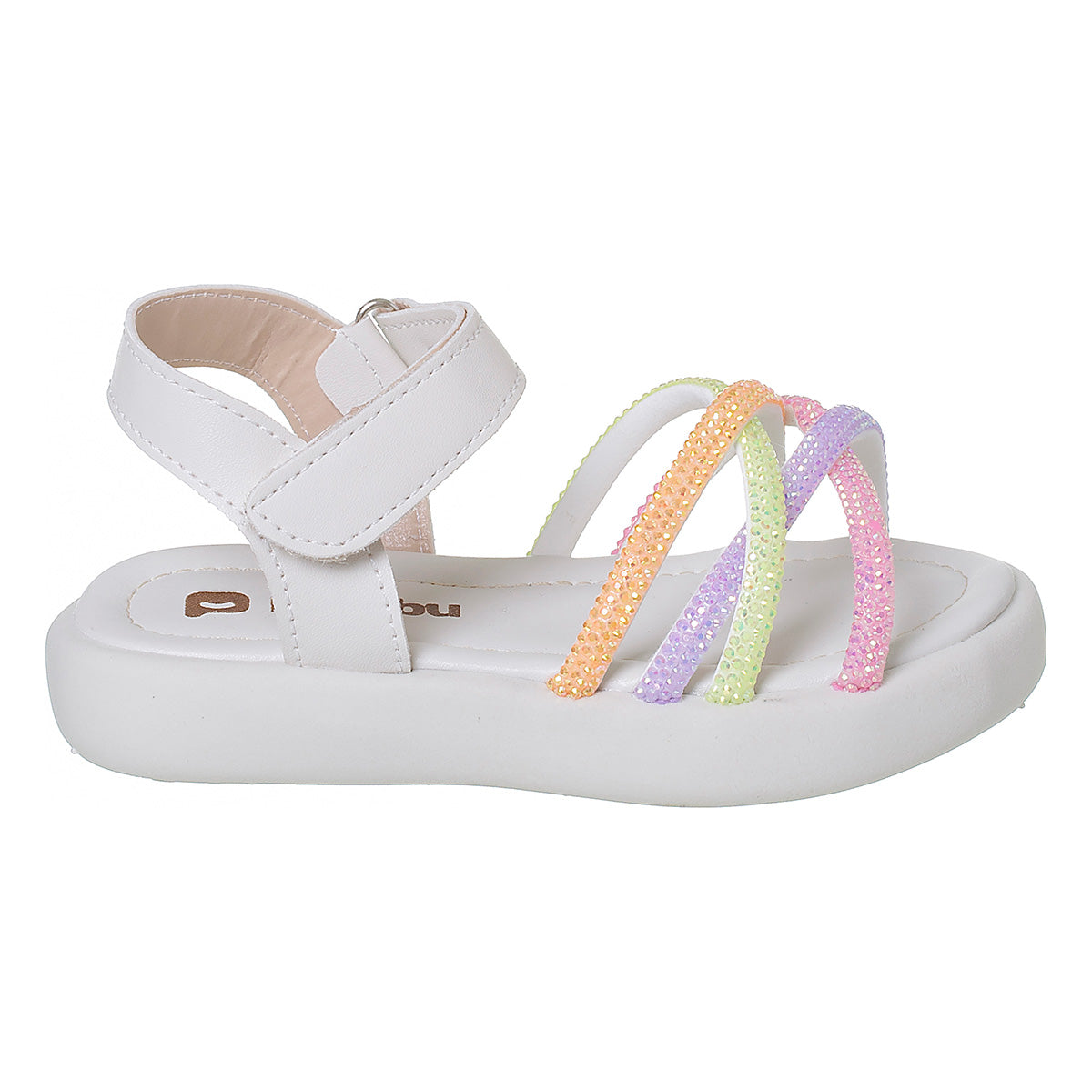 Sandália Infantil Feminina Brilho Strass Off White