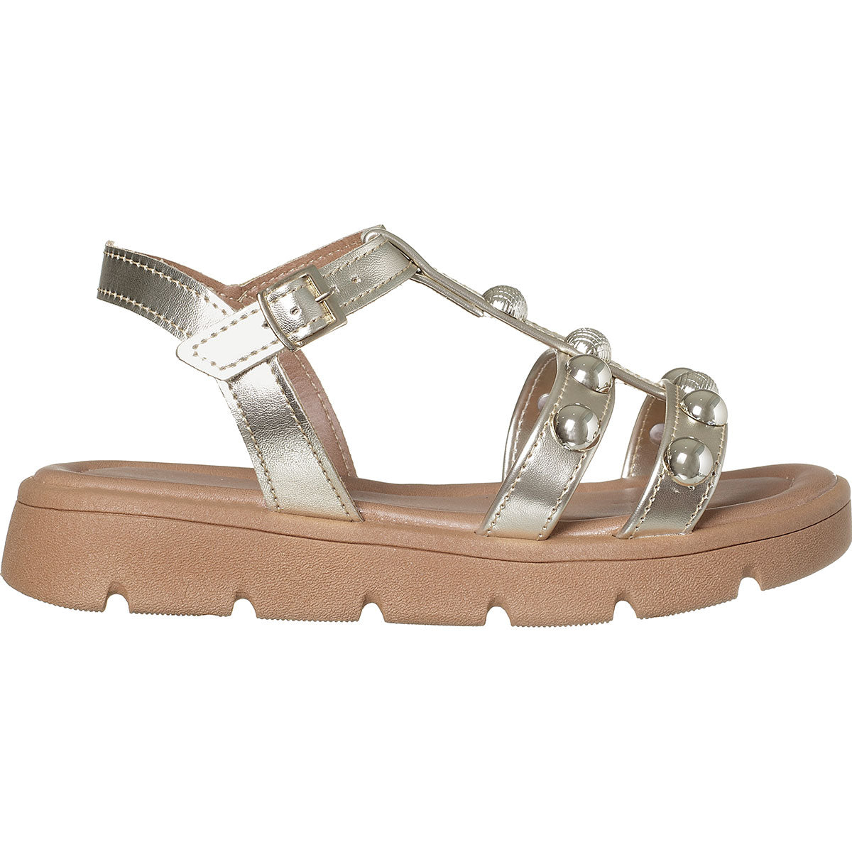 Sandália Infantil Feminina Flatform Tiras Cruzadas Dourada