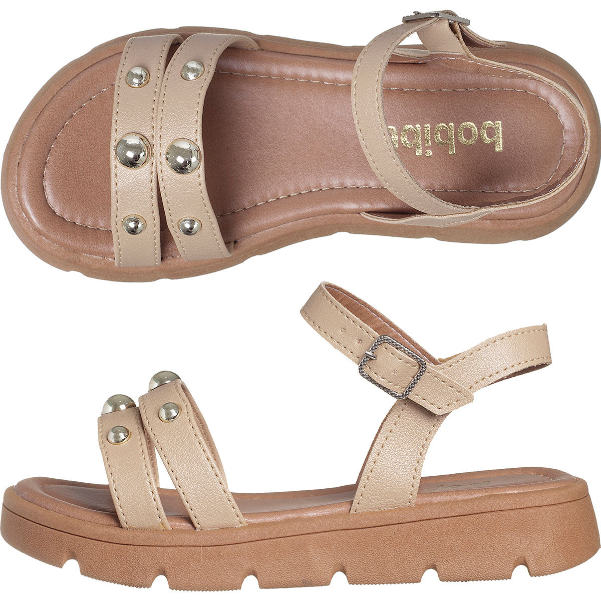 Sandália Infantil Feminina Flatform Fechamento Fivela Amêndoa
