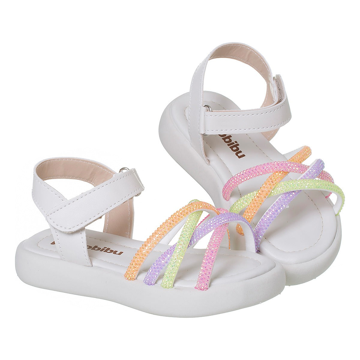 Sandália Infantil Feminina Brilho Strass Off White