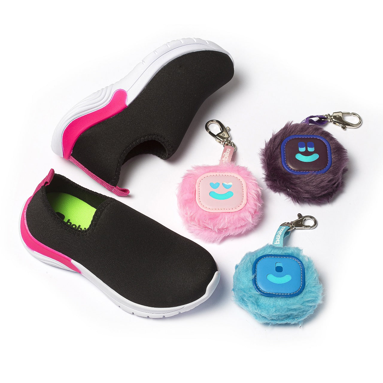 Tênis Infantil Menina Calce Fácil Preto Pink + Chaveiro Bobi-Fun Cores Sortidas