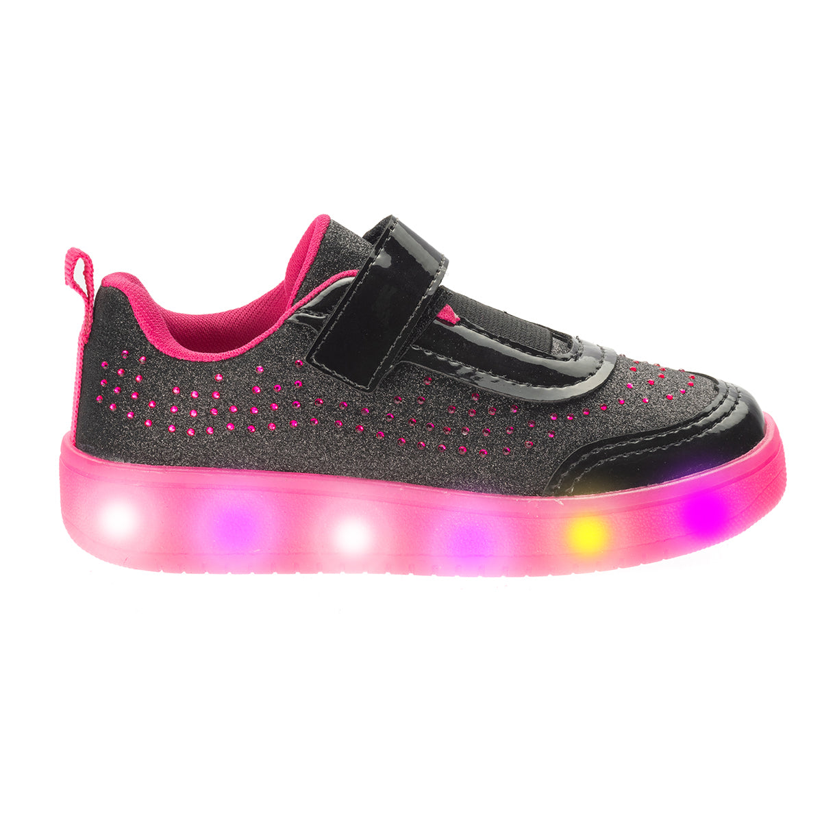 Tênis Infantil Feminino Calce Fácil Solado Led Preto