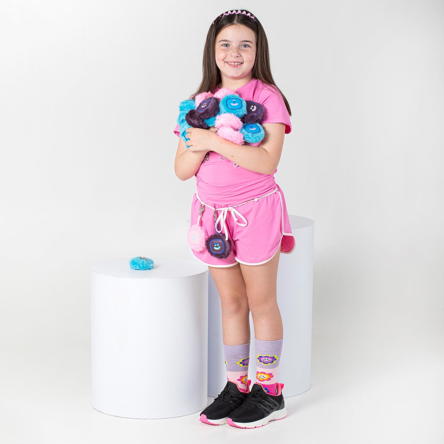Tênis Infantil Esportivo Menina Preto Pink + Chaveiro Bobi-Fun Cores Sortidas