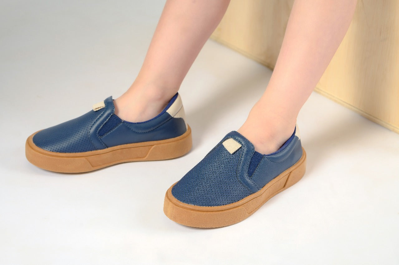 Tênis Infantil Masculino Casual Calce Fácil Azul Marinho Slip On