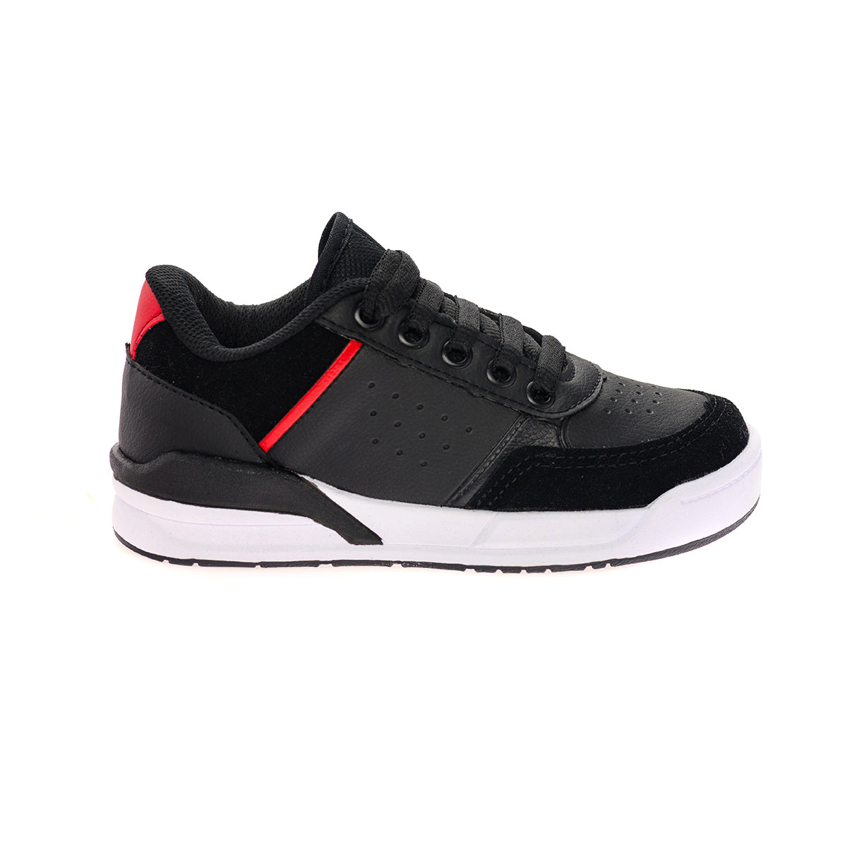 Tênis Casual Masculino Fechamento Cadarço Preto/Vermelho