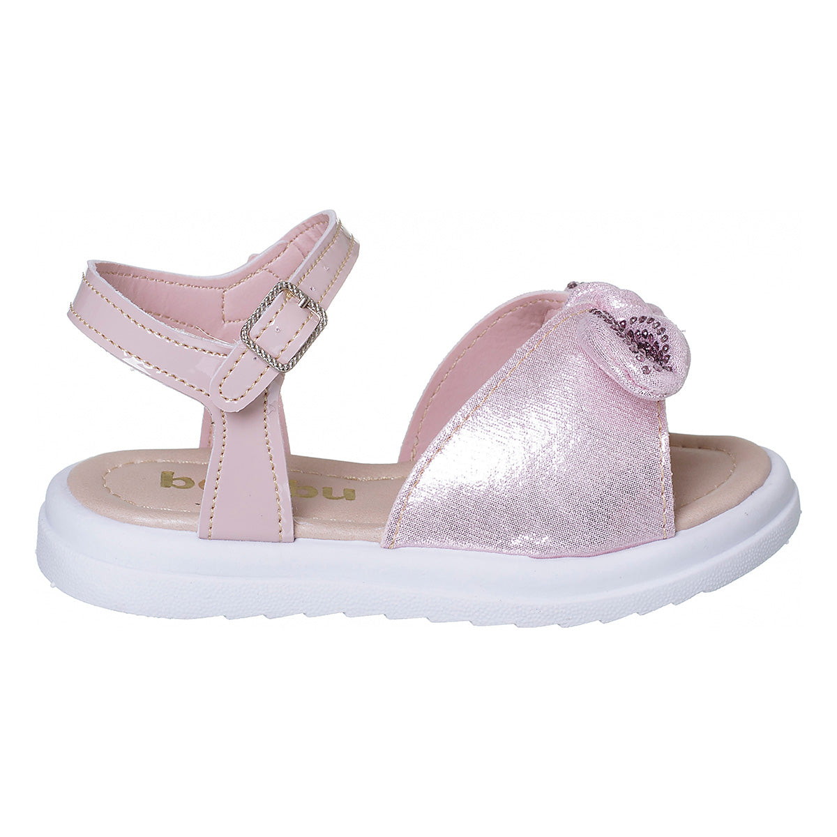Sandália Infantil Feminina Rosa Laço Brilho