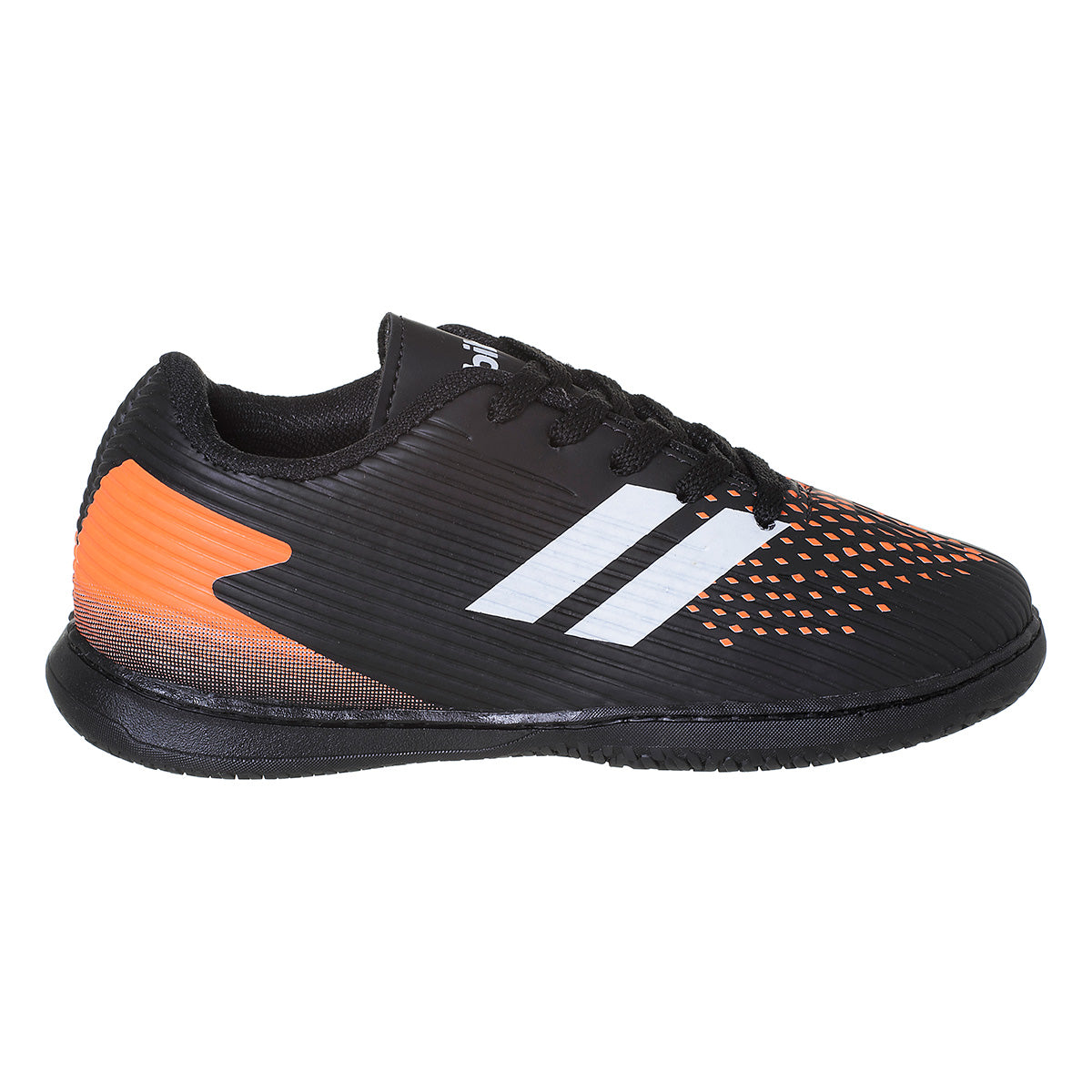 Tênis Infantil Masculino Futsal Futebol De Salão Original Preto/Laranja