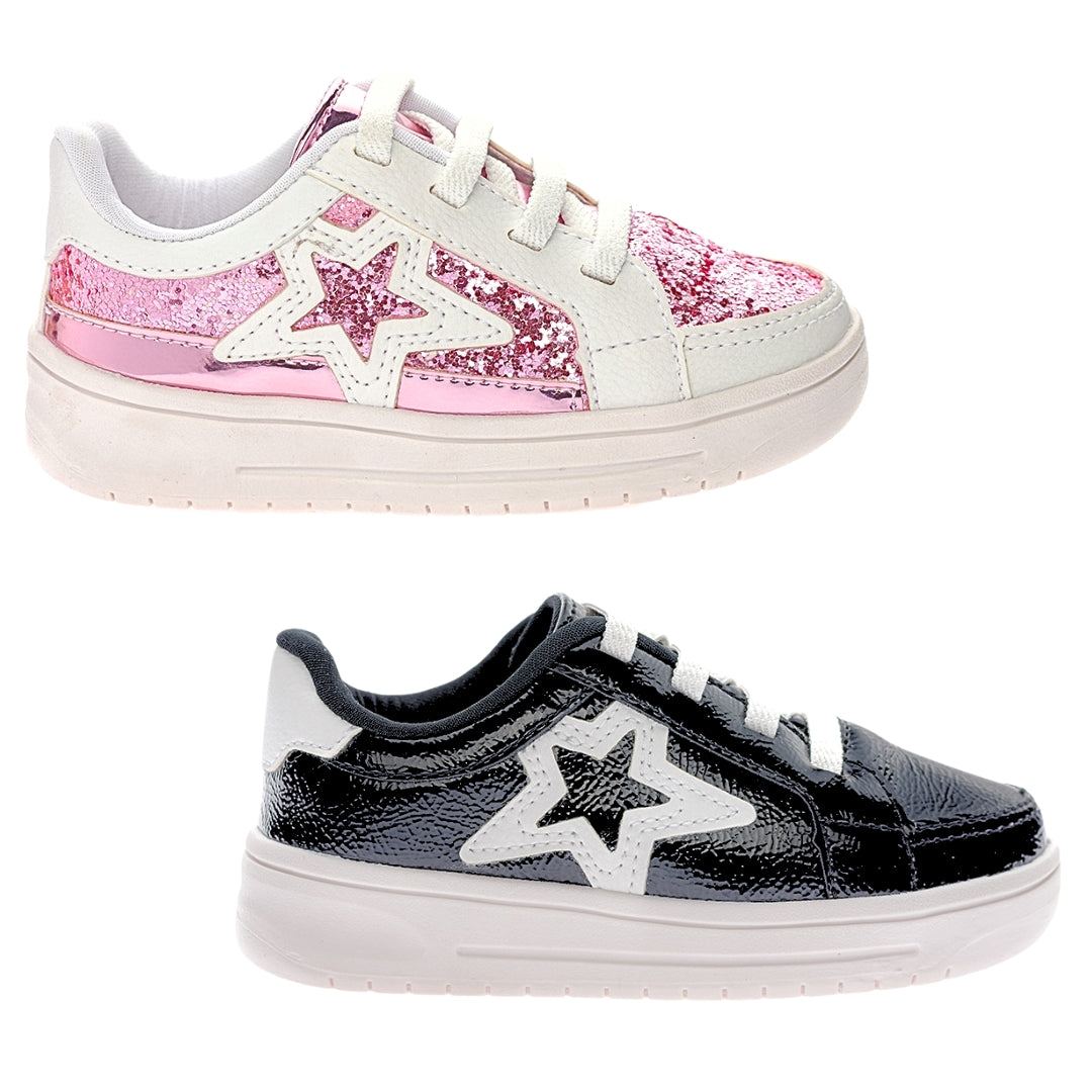 Tênis Infantil Feminino Casual Elástico Estrela