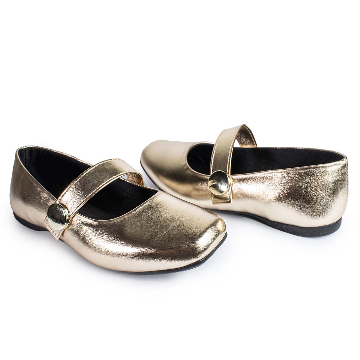 Sapatilha Boneca Infantil Feminina Super Leve Napa Dourado Metalizado