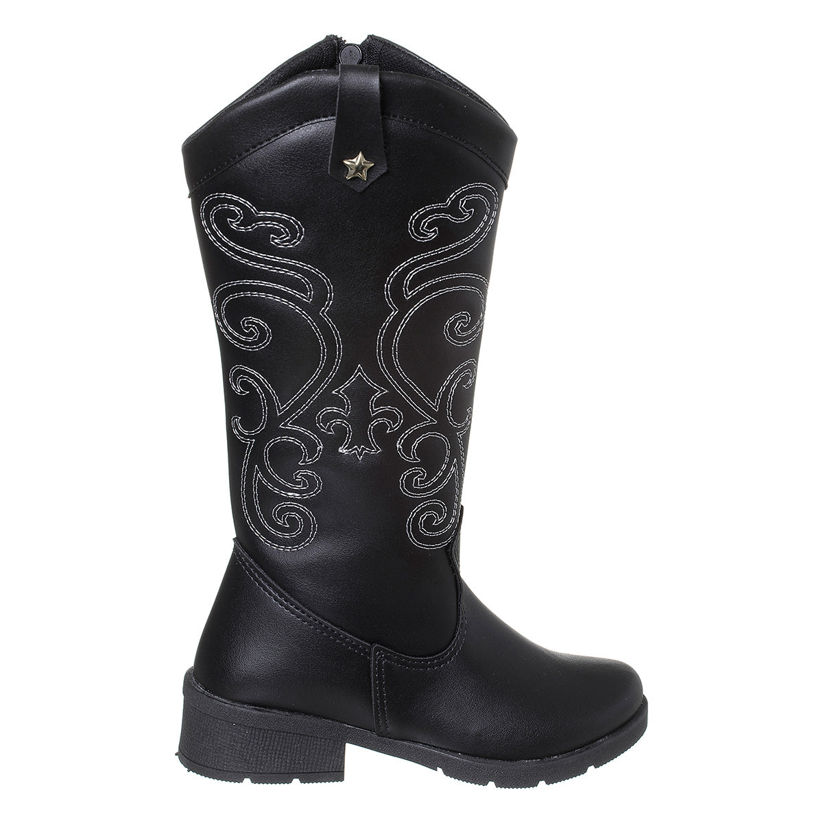Bota Texana Boiadeira Menina Bordada Preto