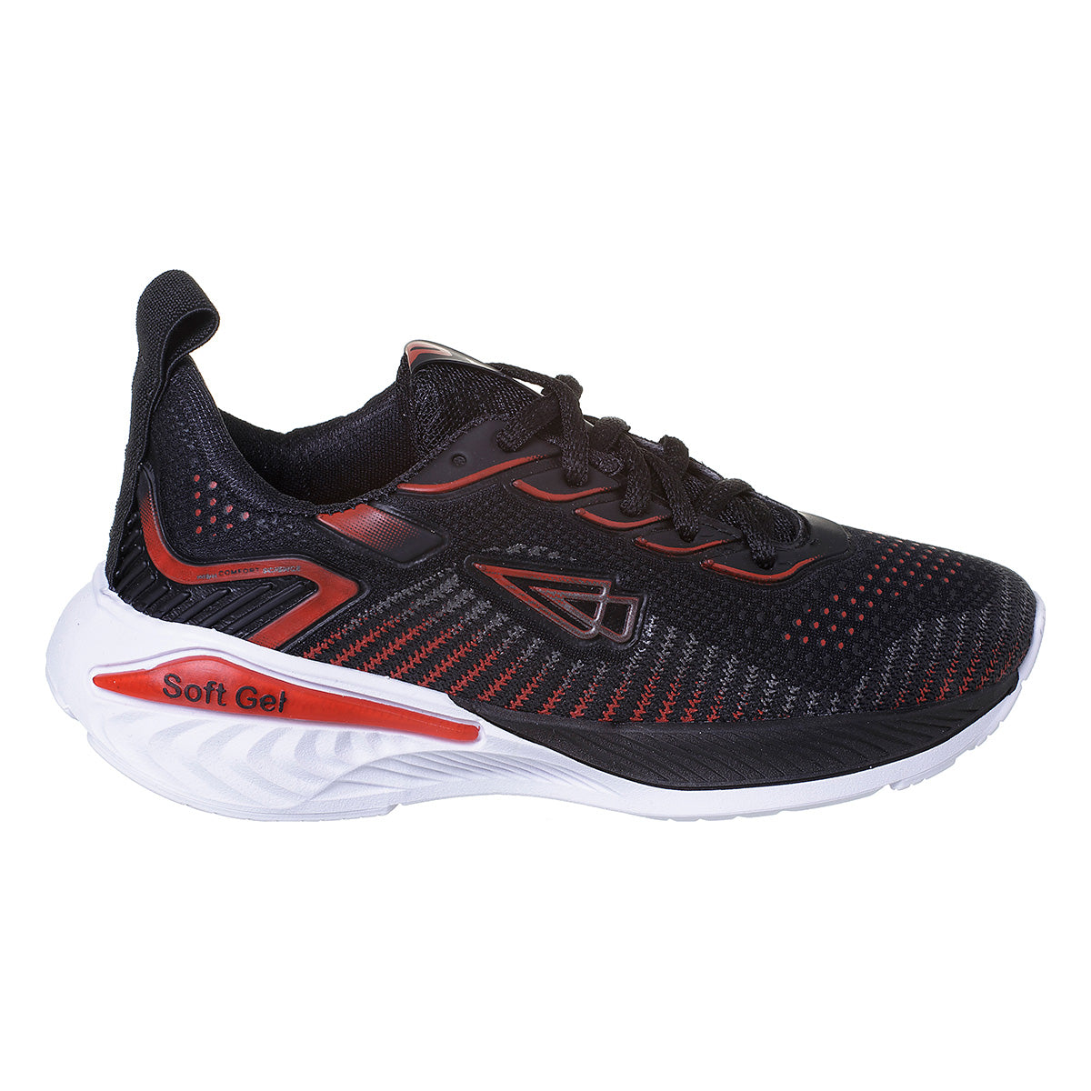 Tênis Infantil Esportivo Masculino Confortável Leve Preto/Vermelho