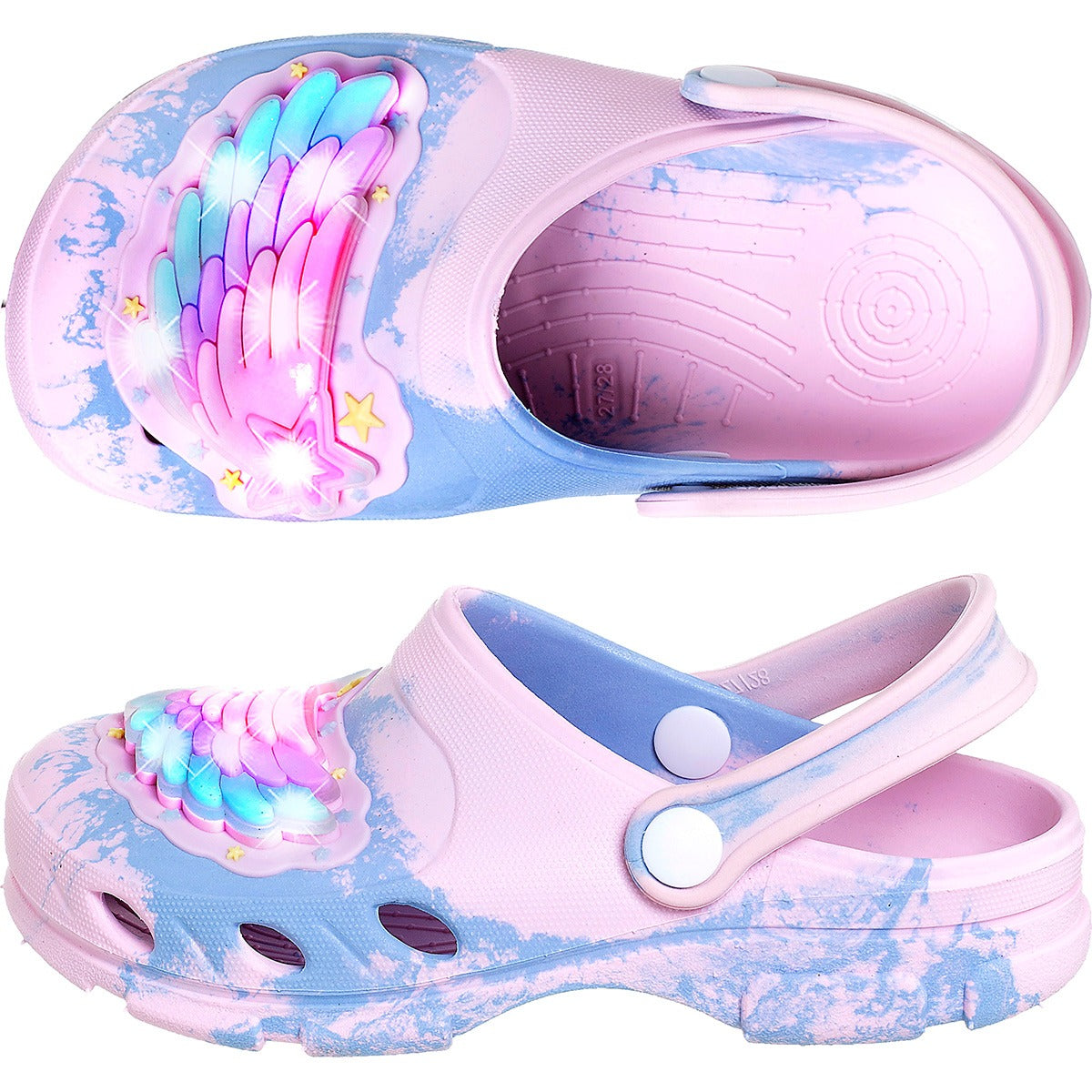 Babuche Infantil Feminino Asas Colorida Com Led