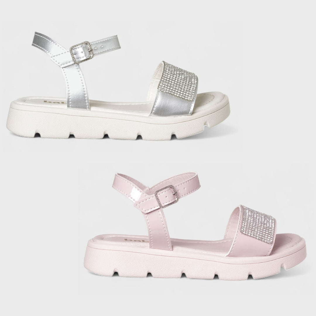 Sandália Infantil Feminina Flatform Tratorada Casual Strass