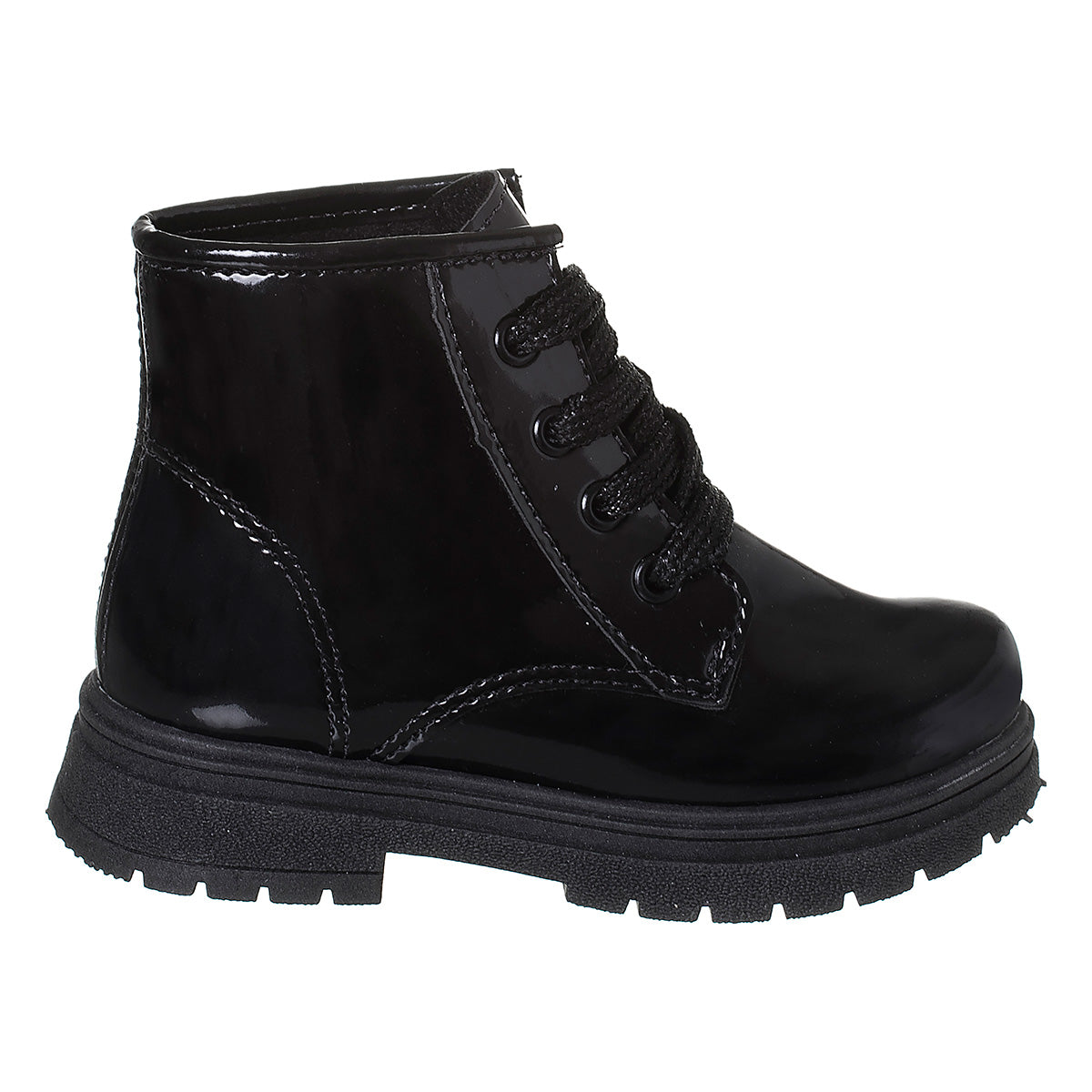 Bota Coturno Infantil Menina Preto Verniz 22 A 27