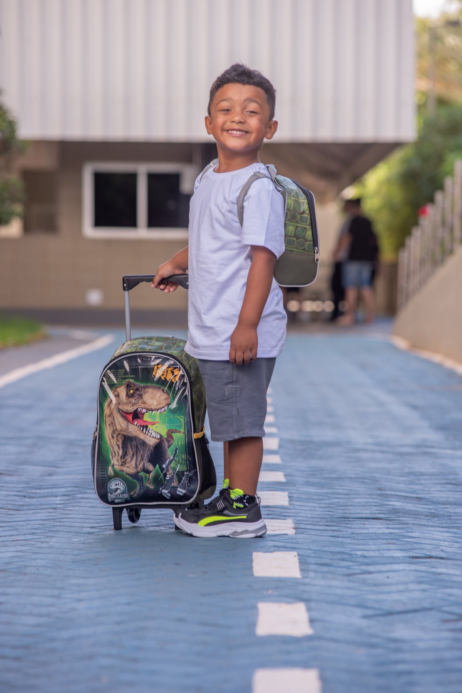 Kit Mochila Dinossauro Estojo Lancheira Térmica Menino
