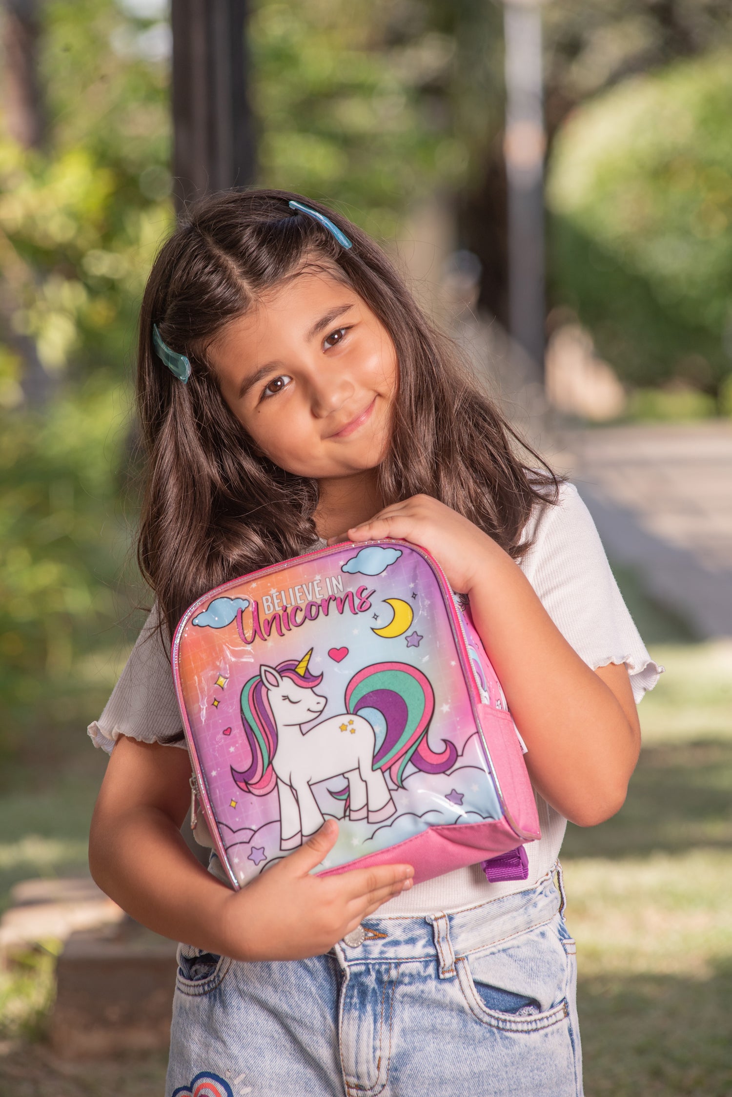 Kit Mochila Rodinha Escolar Unicórnio Estojo Lancheira