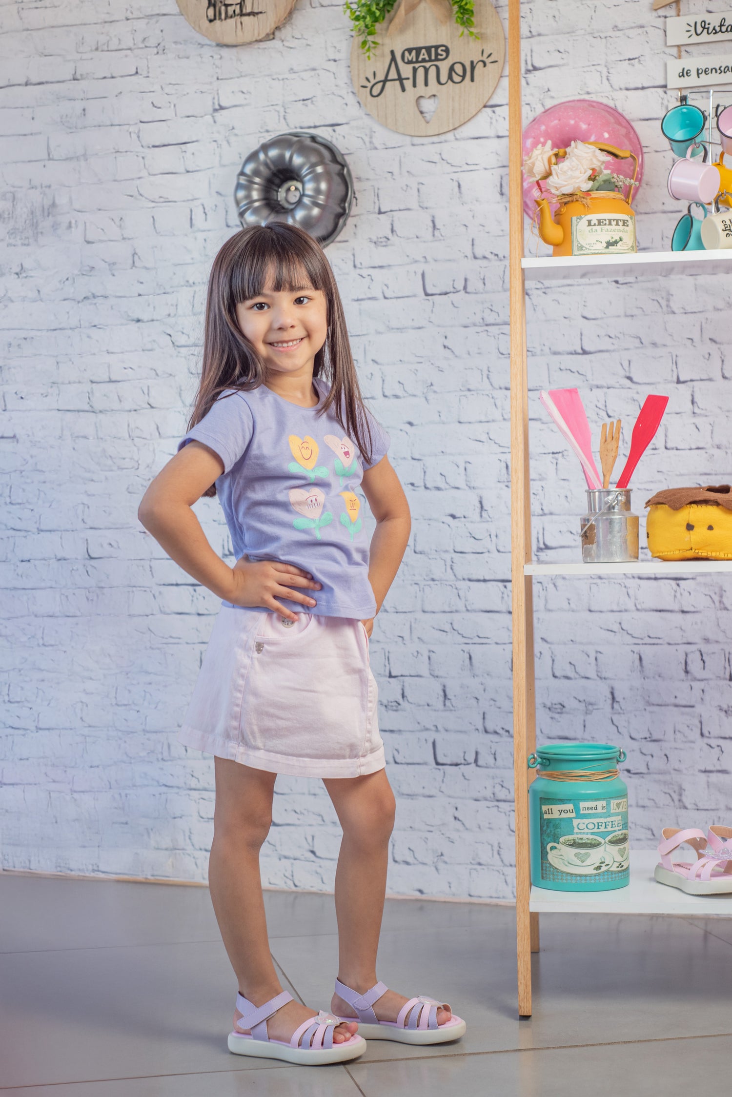 Sandália Infantil Feminina Coração Lilás Rosa