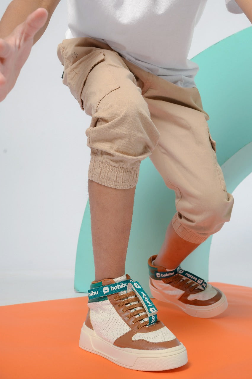 Tênis Infantil Masculino Cano Alto Branco/Camarelo